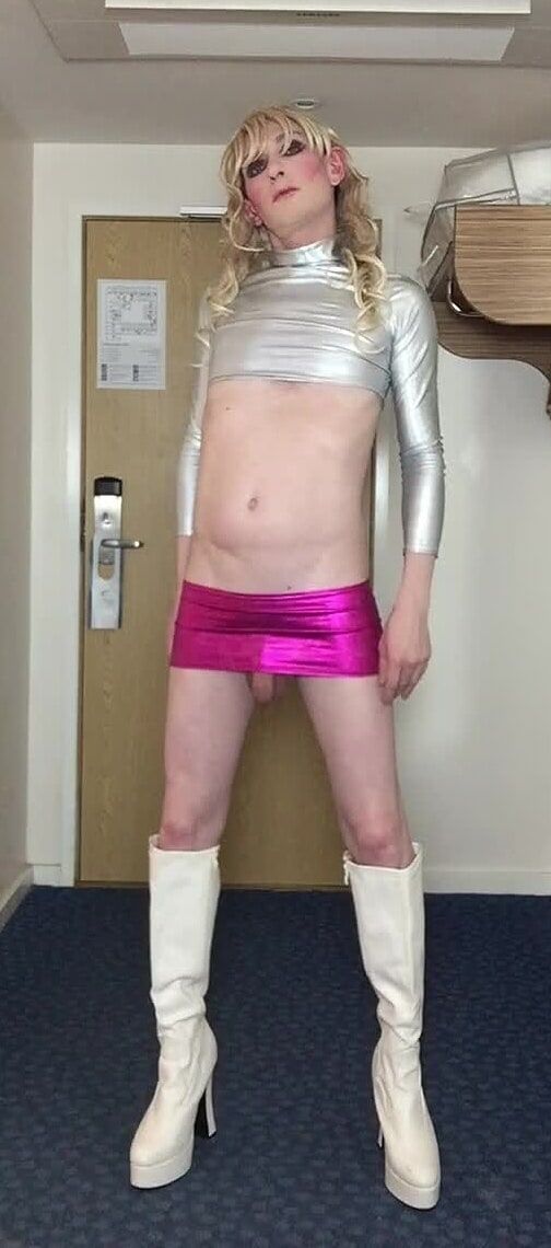 Sissy in shiny silver and pink #26