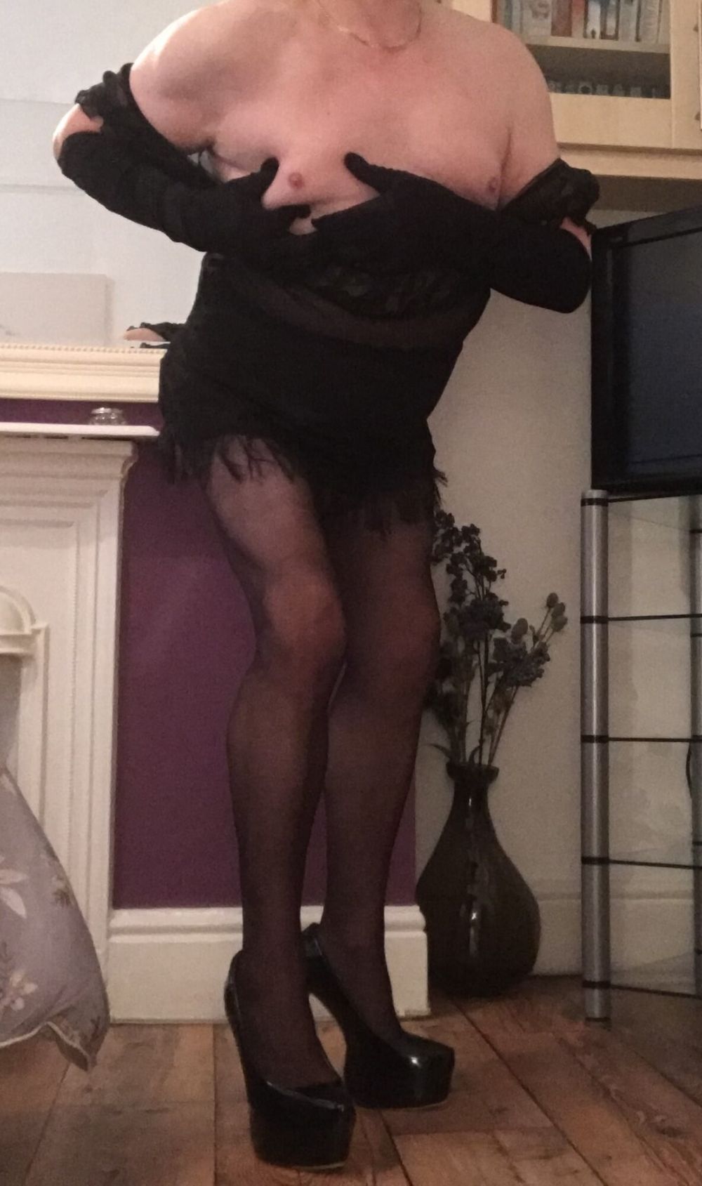 wife's sheer black tights #23