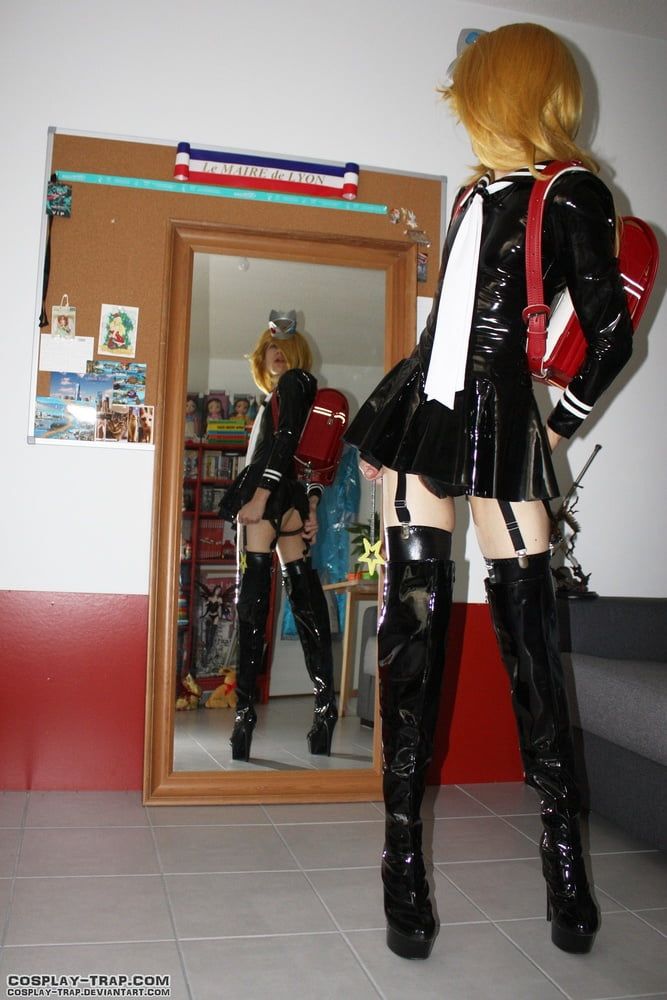 Rosalina latex schoolgirl uniform and mirror #2