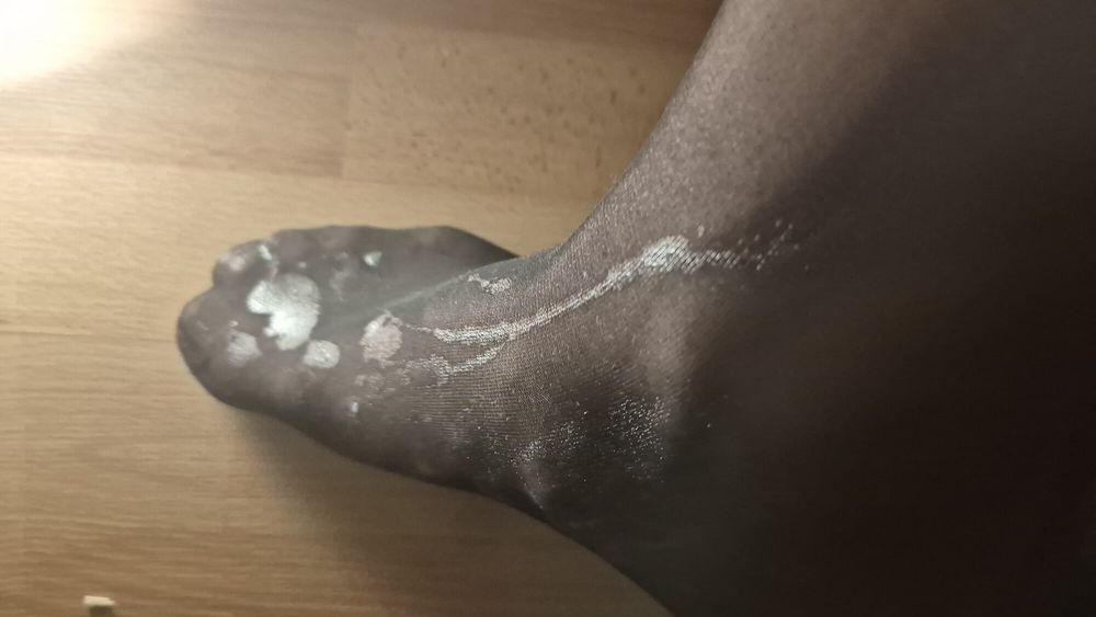 Cum on Sissy nylon feet #6