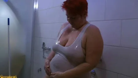 transparent swimsuit under the shower         