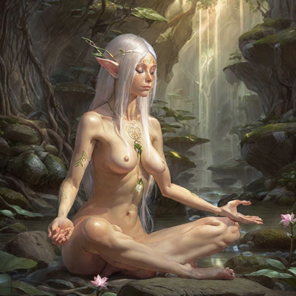 An Elf  Nude Girl Meditating #5