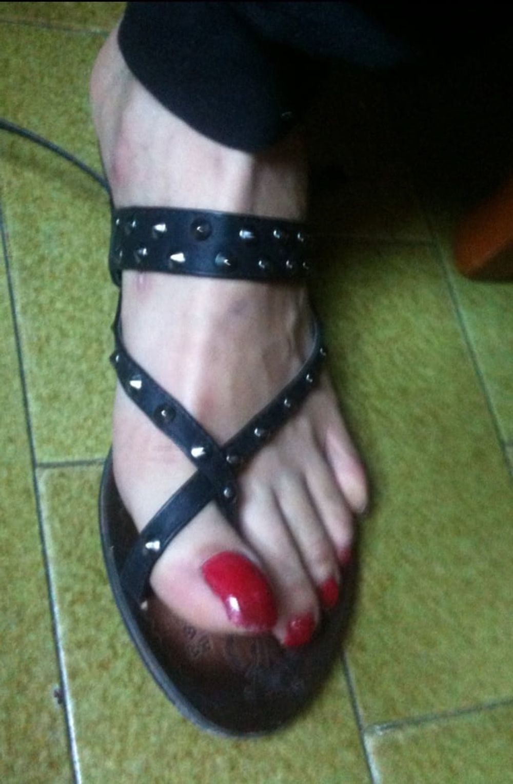 red toenails mix (older, dirty, toe ring, sandals mixed). #33