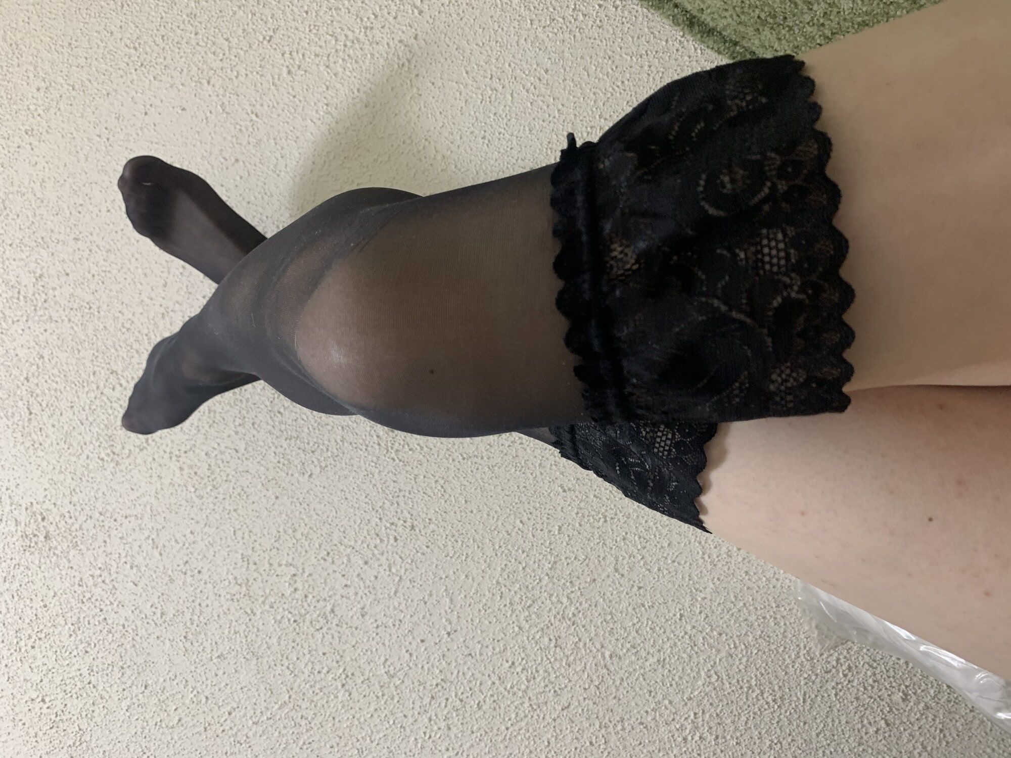 Tranny sissy crossdresser pull legs in stockings with heels  #2