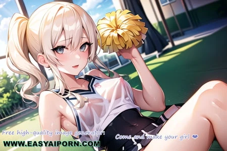 hot anime cheerleader motivating you transparent cloth         