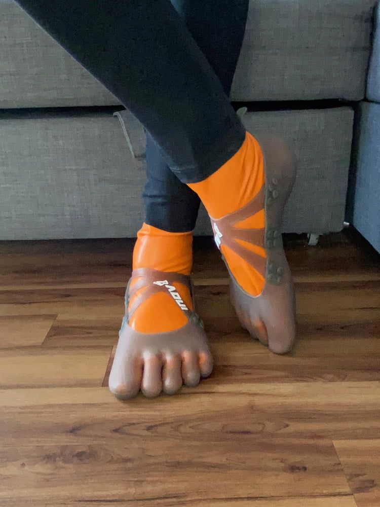 Orange Latex Toe Socks and EvoSkins #21