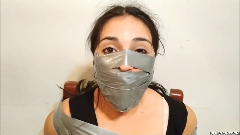 Stepdaughter With Bridged OTN Duct Tape Gag - Selfgags