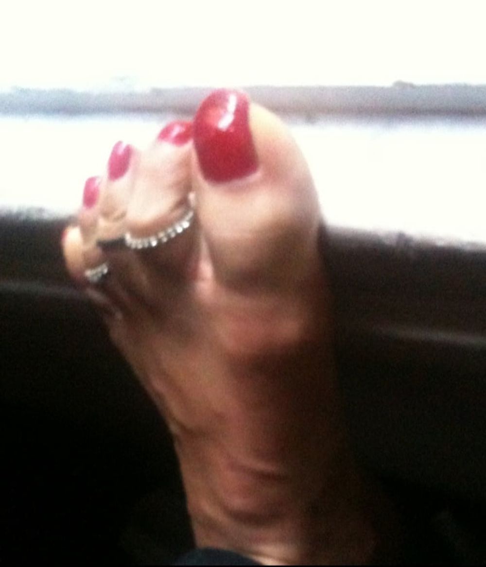 red toenails mix (older, dirty, toe ring, sandals mixed). #23