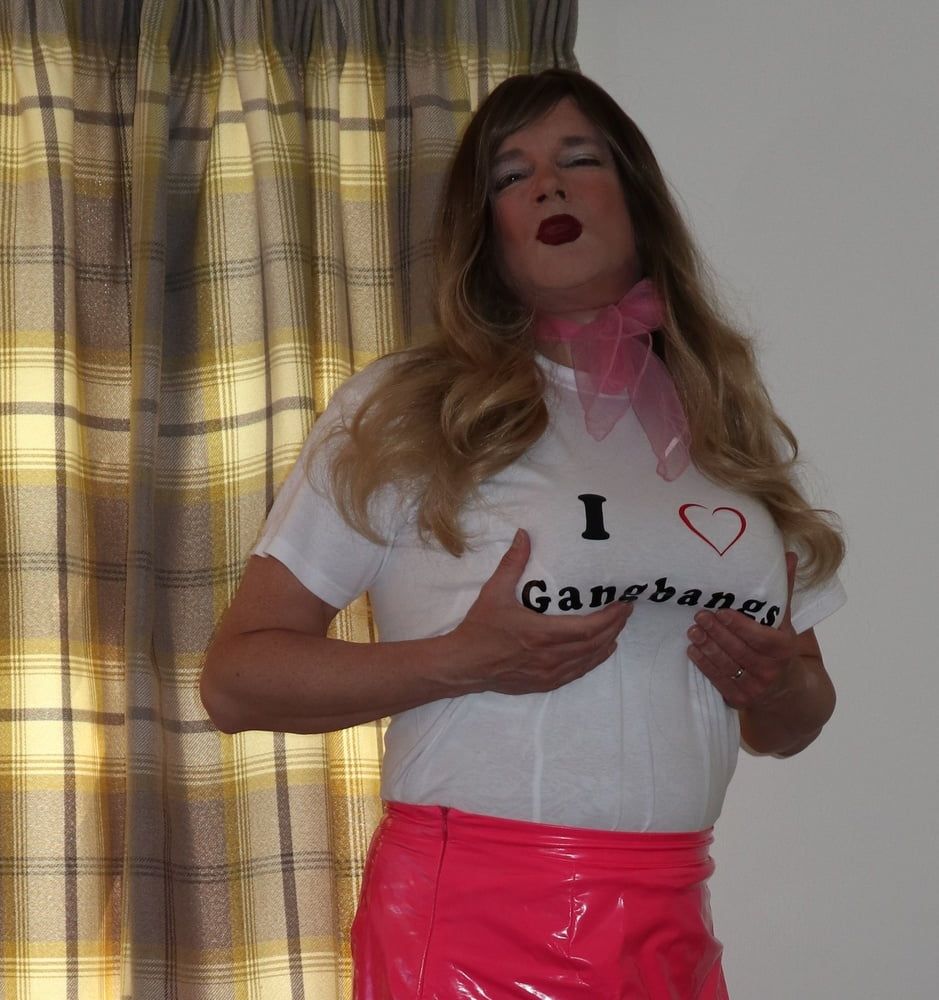 transgender in pink pvc skirt #4