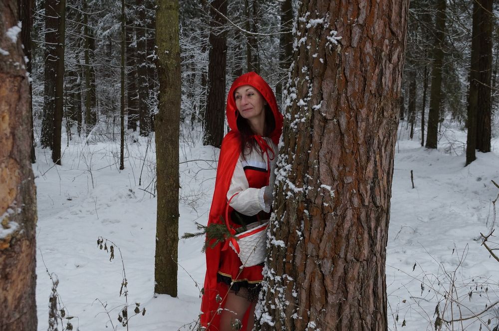 Little Red Riding Hood on a forest path #20