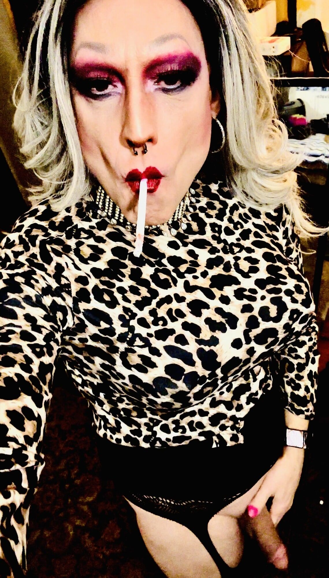 Smoking Fetish Blonde Trans Mature Masturbation #38