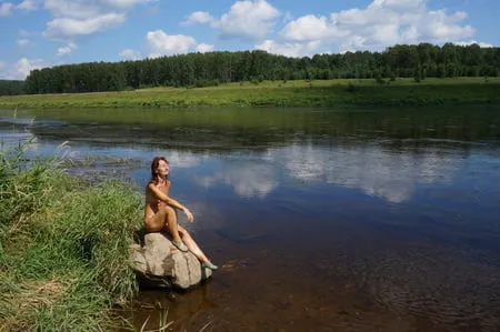 boulder in volga river         