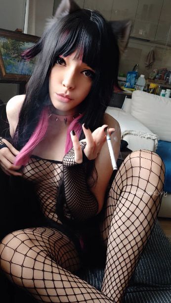 Succubus Babe smoking in fishnets #7