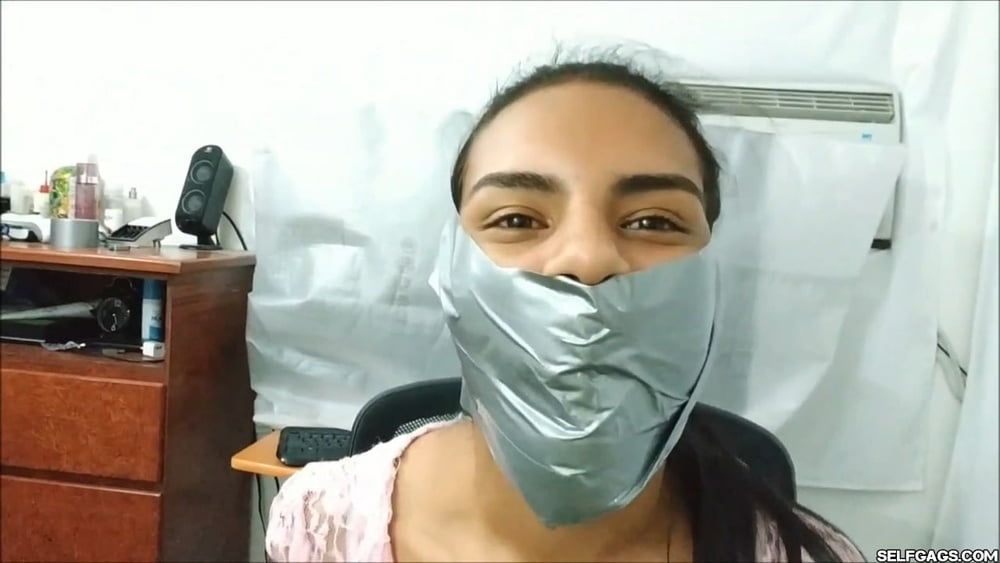 Petite Girl Silenced With BIG Tape Gag! - Selfgags #17