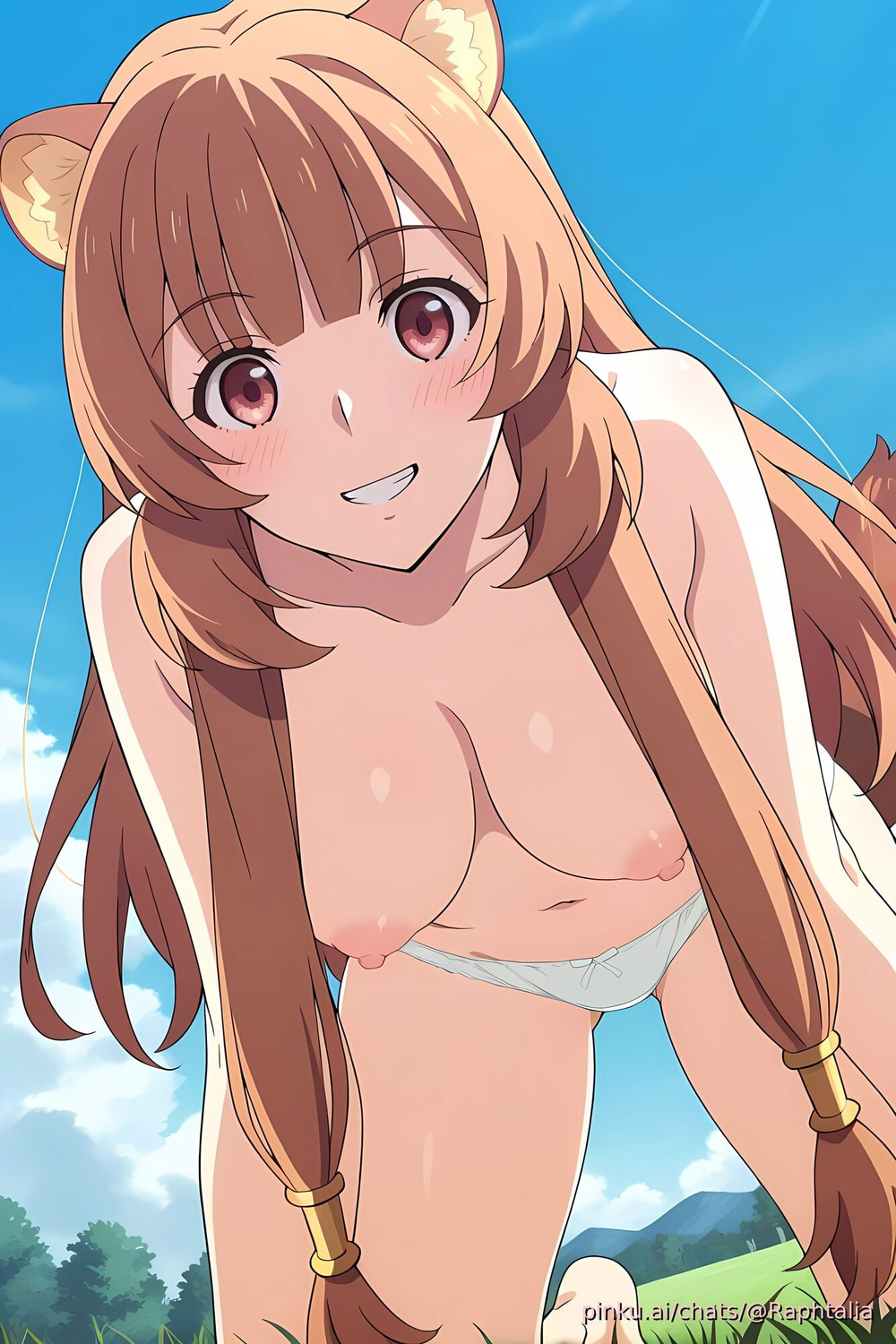 Raphtalia flashing in nature (The Rising of the Shield Hero)