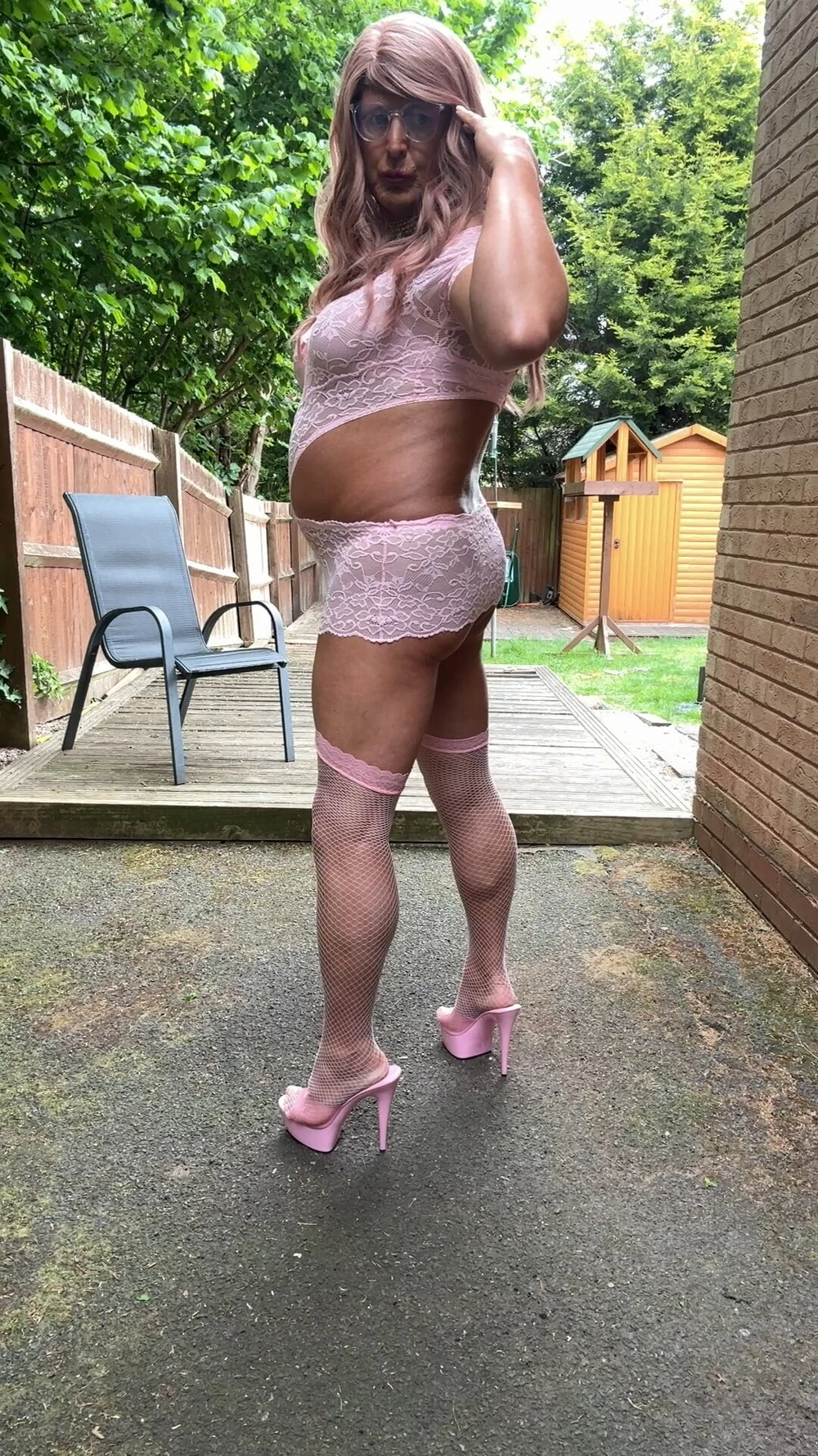 Sexy Crossdresser kellycd2022 in pink lace lingerie  #22