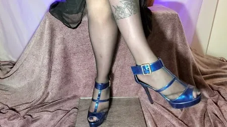 see through skirt pantyhose and high heels feet         