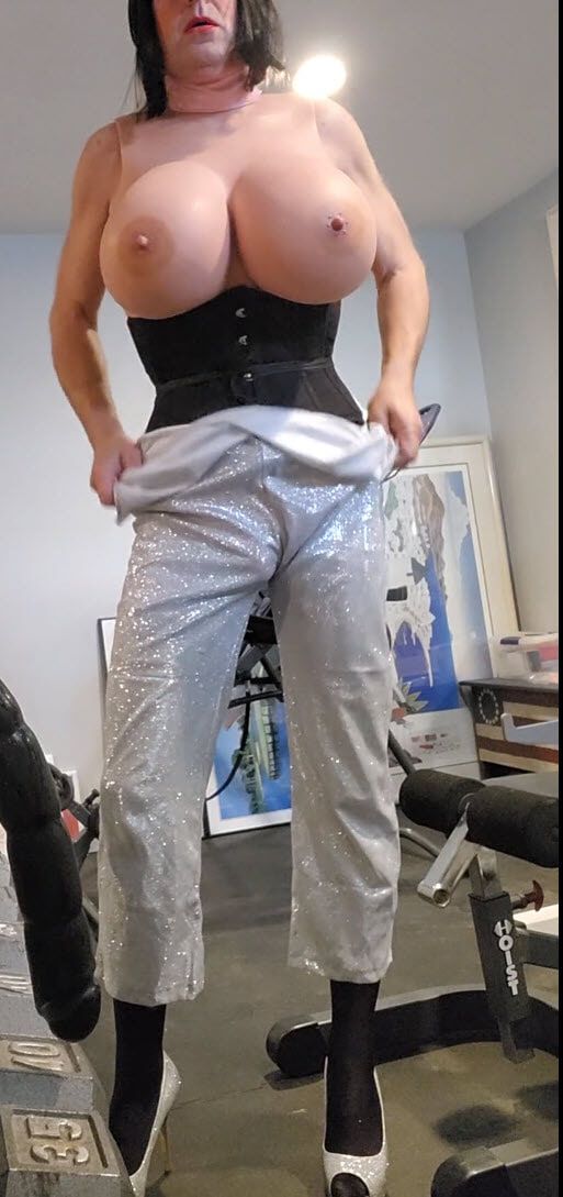 DeeDeeSlut in Silver Pant Suit #12