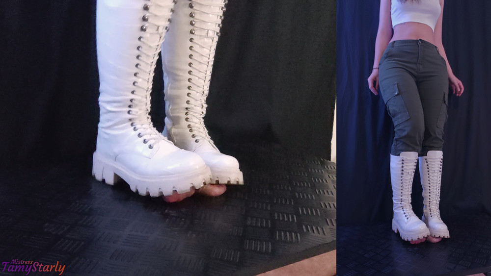 Aggressive Stomping Cock and Balls Wearing my Dirty Snow Boo #10