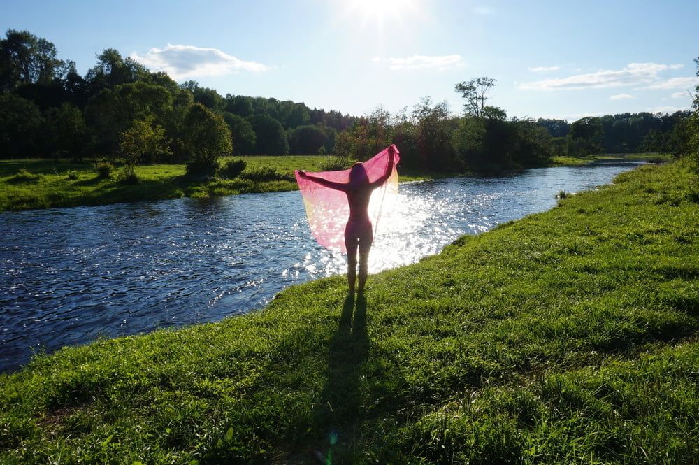 On the Beach with Pink Shawl #24