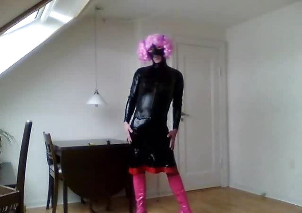 Latex and leather crossdresser #26