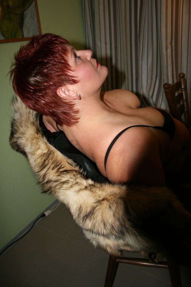 Posing in a brown fur jacket #12