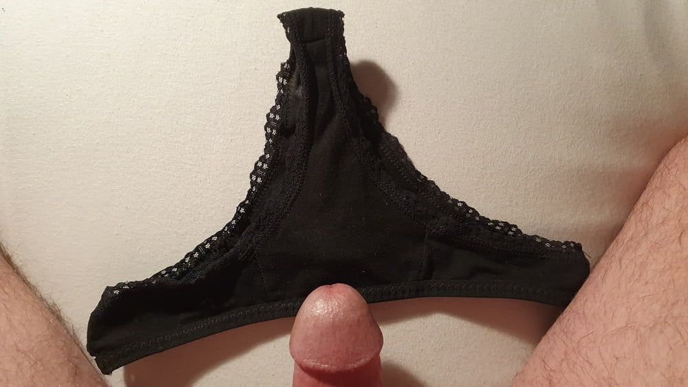 Cum on used black panties #9