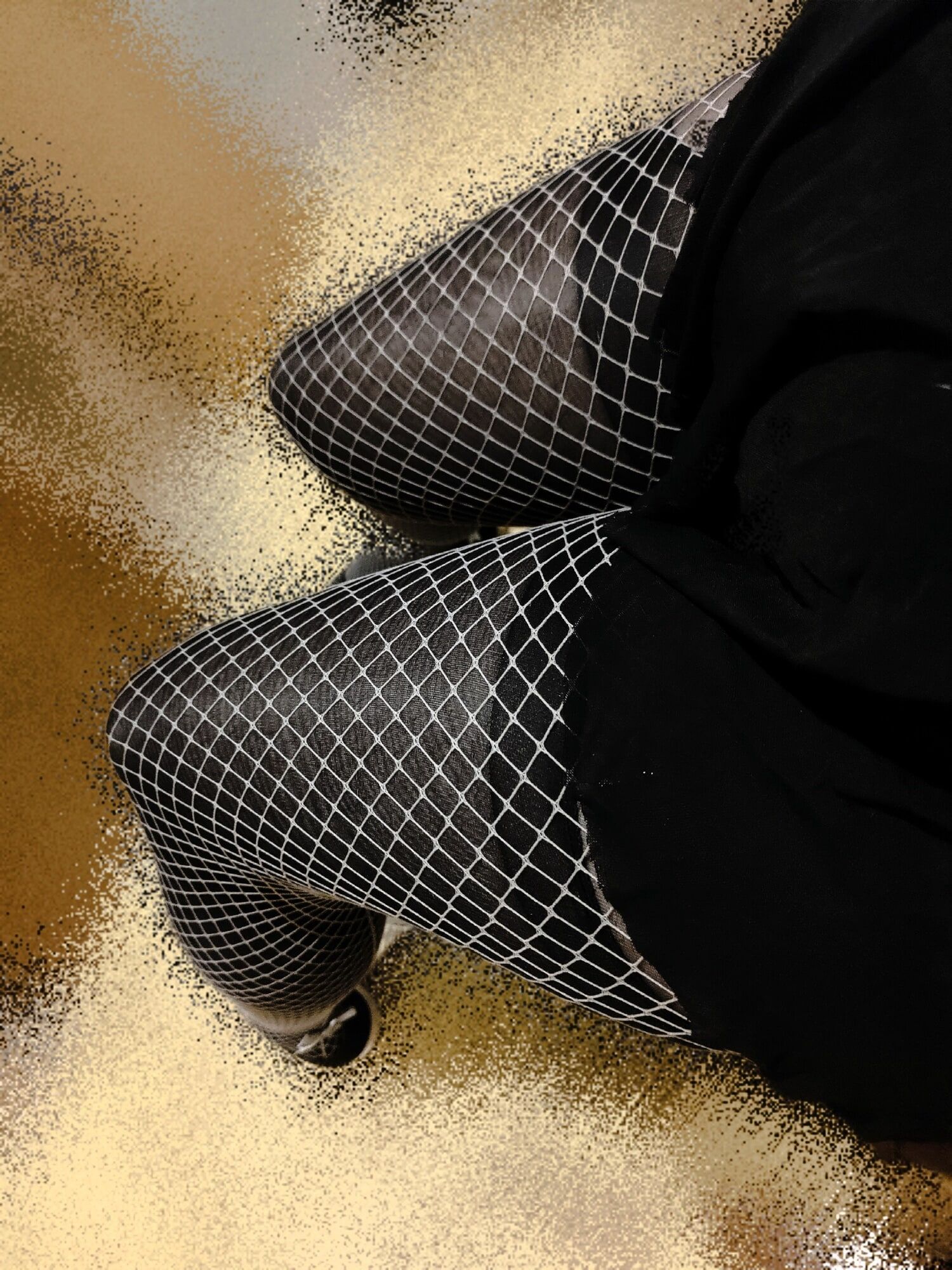 My legs are in stockings and a fishnet #3