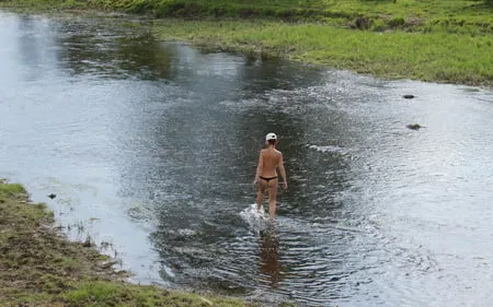 nude in rivers water         