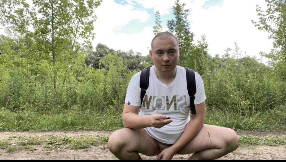 A photo of a naked walk in the summer forest #8