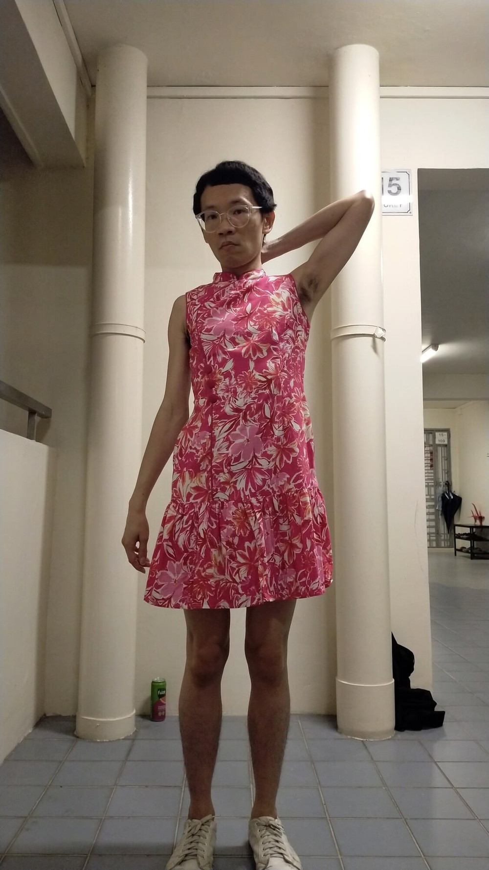 Secretly wearing someone CNY cheongsam dress. #11