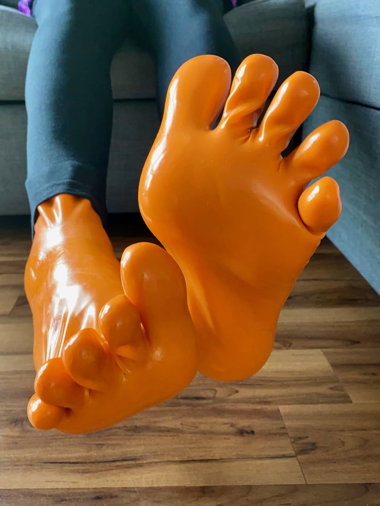 Orange Latex Toe Socks and EvoSkins #8