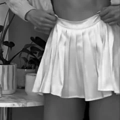 white satin mini skirt