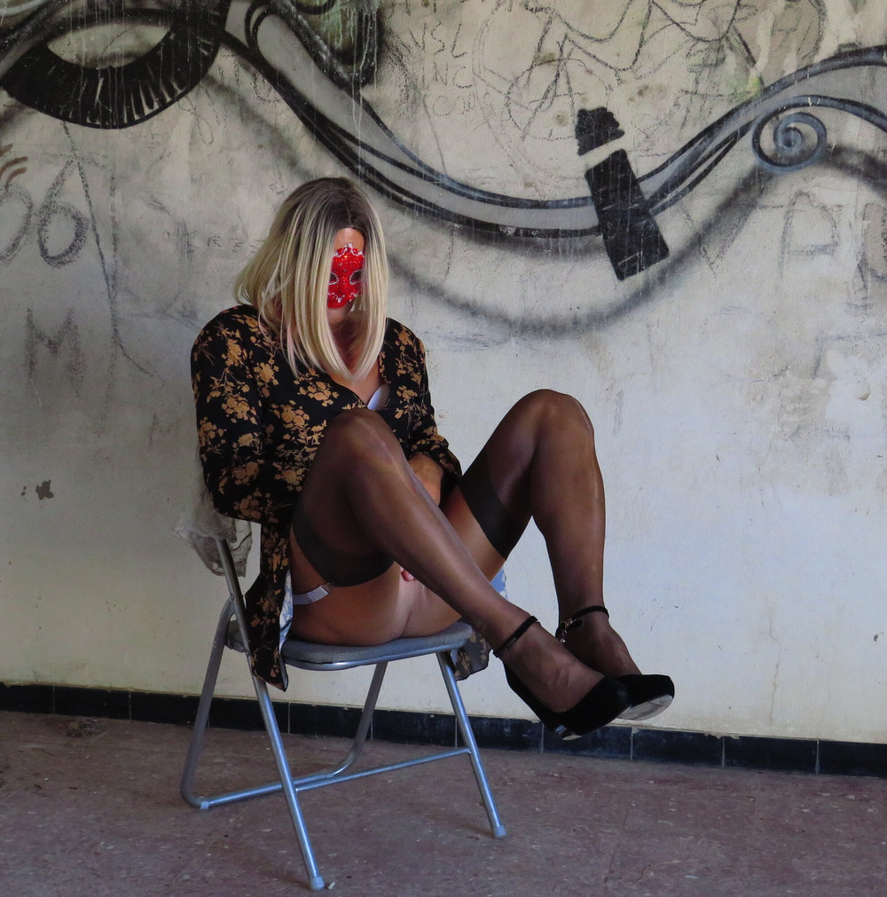 Sexy Blond Trans Girl in nylons and high heels #29