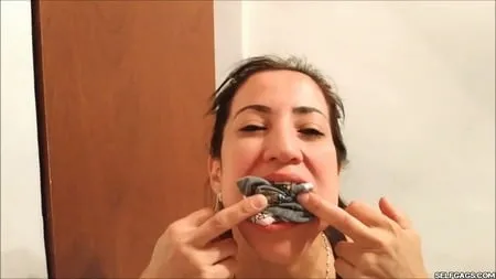 self gagged latina mom with a mouthful of socks selfgags         