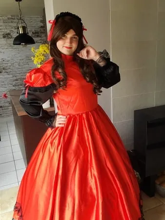 sissy long red dress         