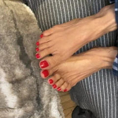 Melove in her Red Nail Polish Long toes and   small feet 