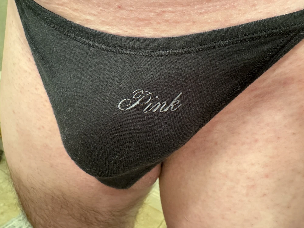 Cock in black thong