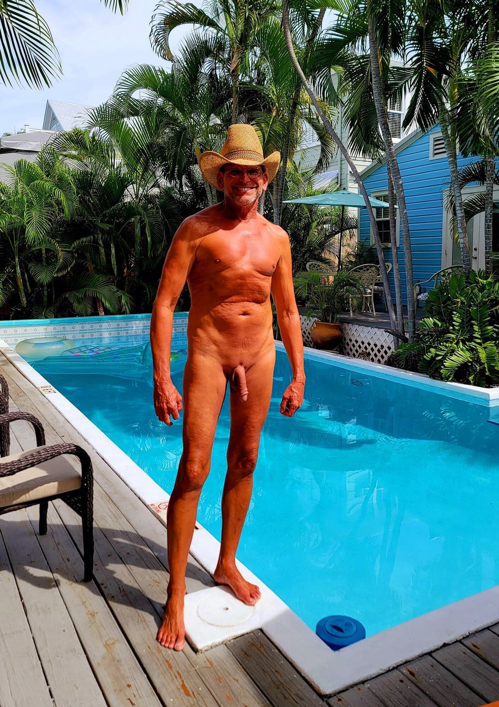 Naked Cowboy in Public at the Pool in Key West #3