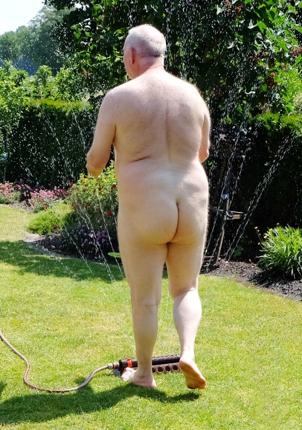 Naked Daddy on the grass