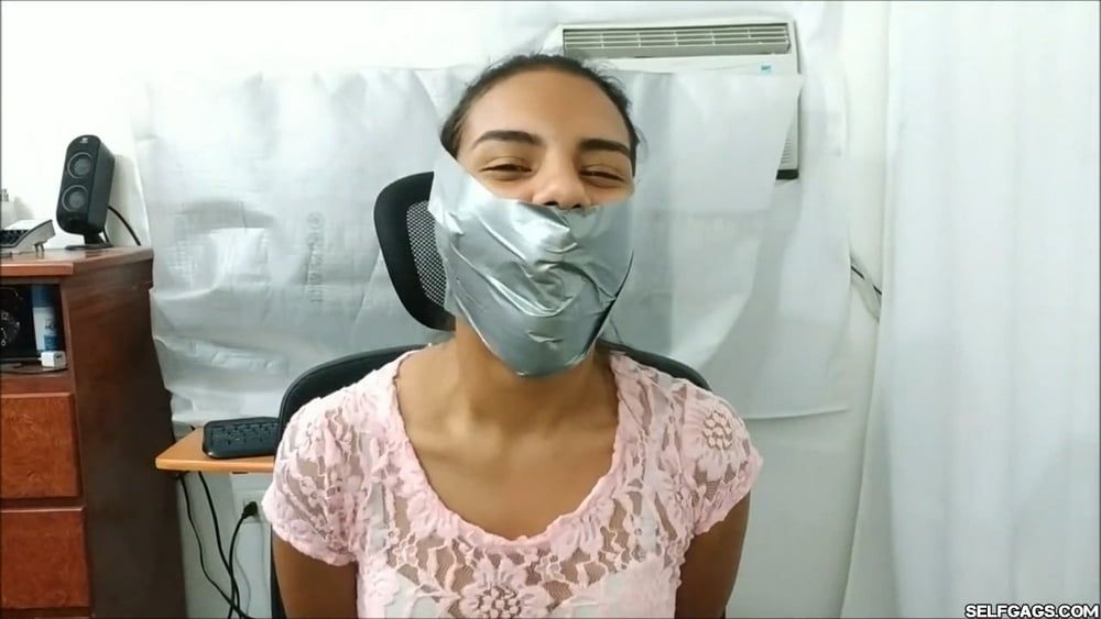 Petite Girl Silenced With BIG Tape Gag! - Selfgags #13