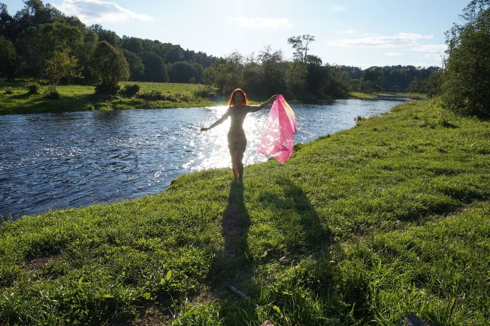 On the Beach with Pink Shawl #5