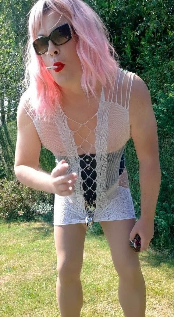 Smoking caged with natural tits #17