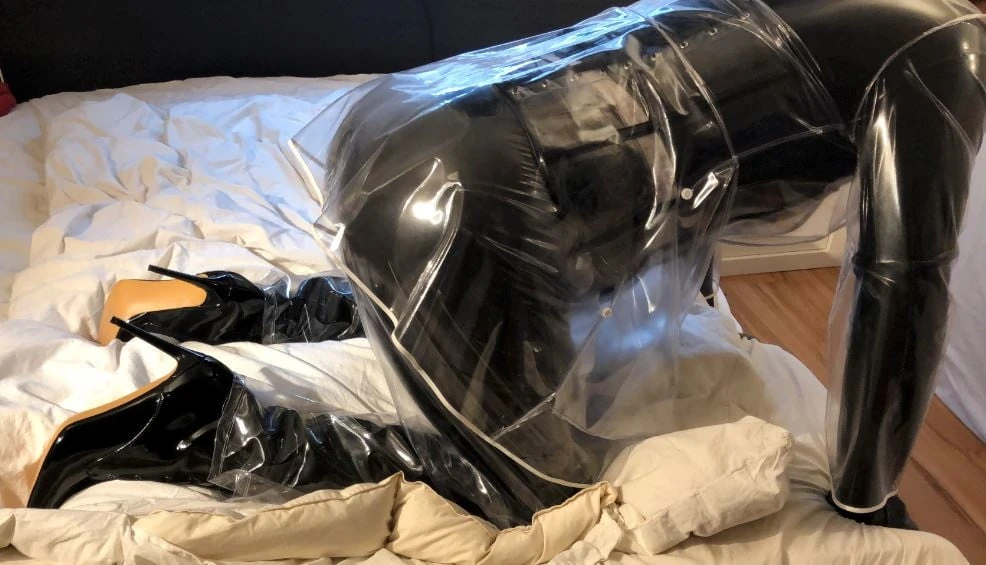 Transparent PVC Plastic Fetish Masturbation #7