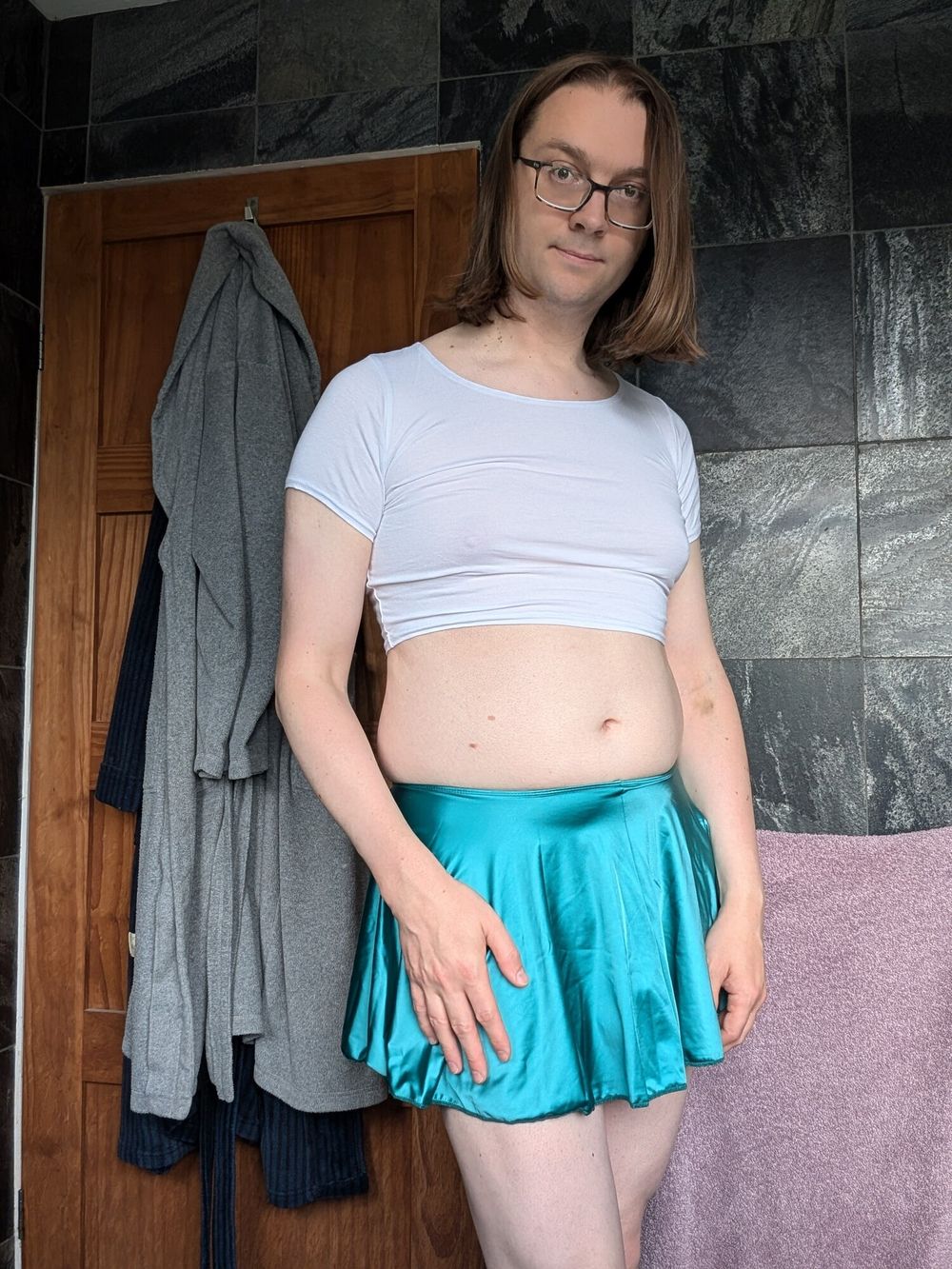 Sissy Crossdresser In Crop Top and Skirt #7