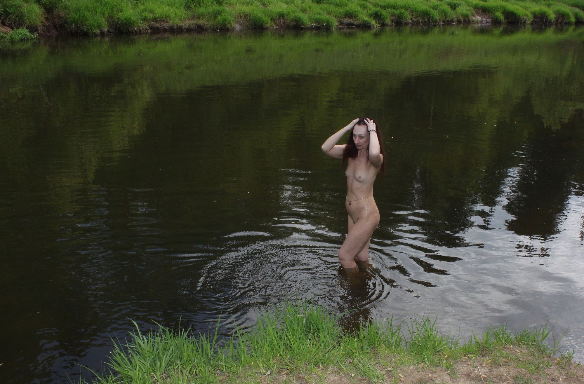 Naked in cold river #11