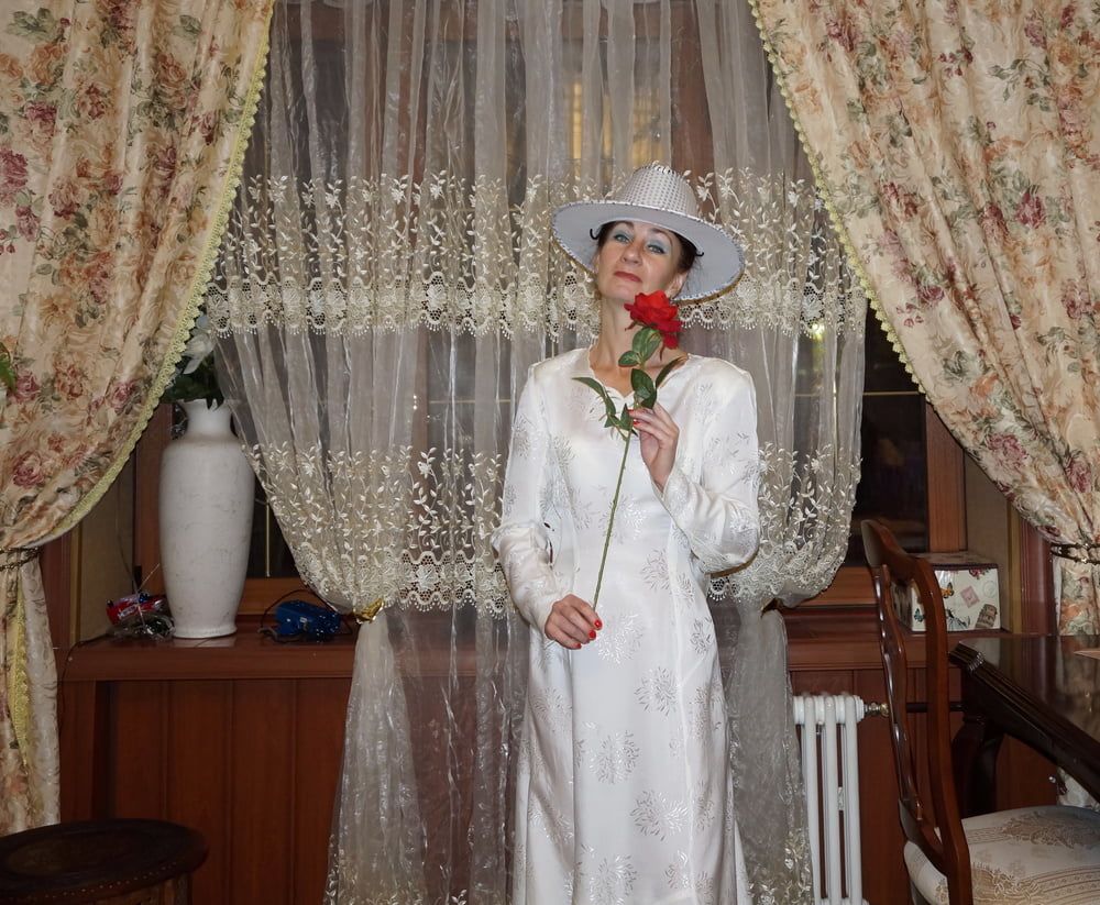 In Wedding Dress and White Hat #34