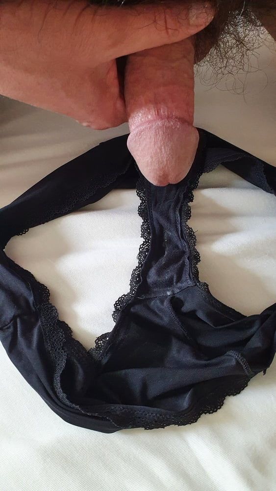 Cum on used Black panties #5