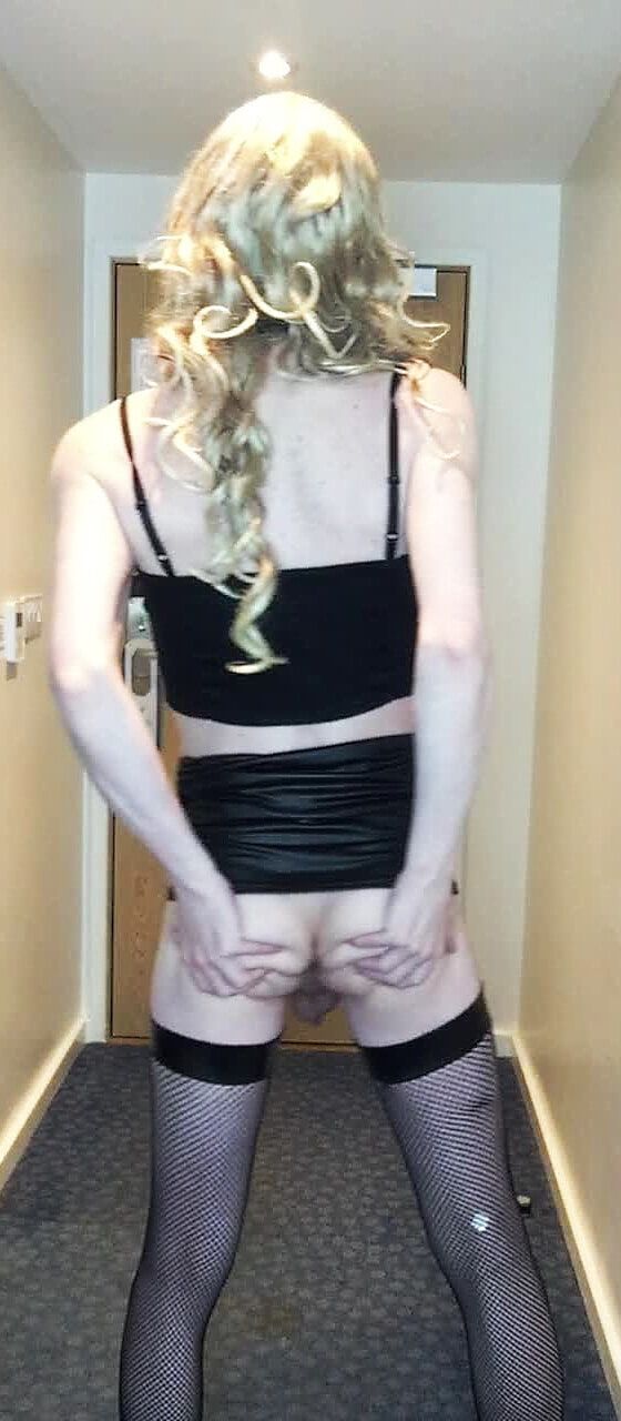 Sissy Crossdresser In Black Slut Outfit Posing  #45