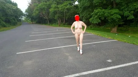 naked parking lot walk         